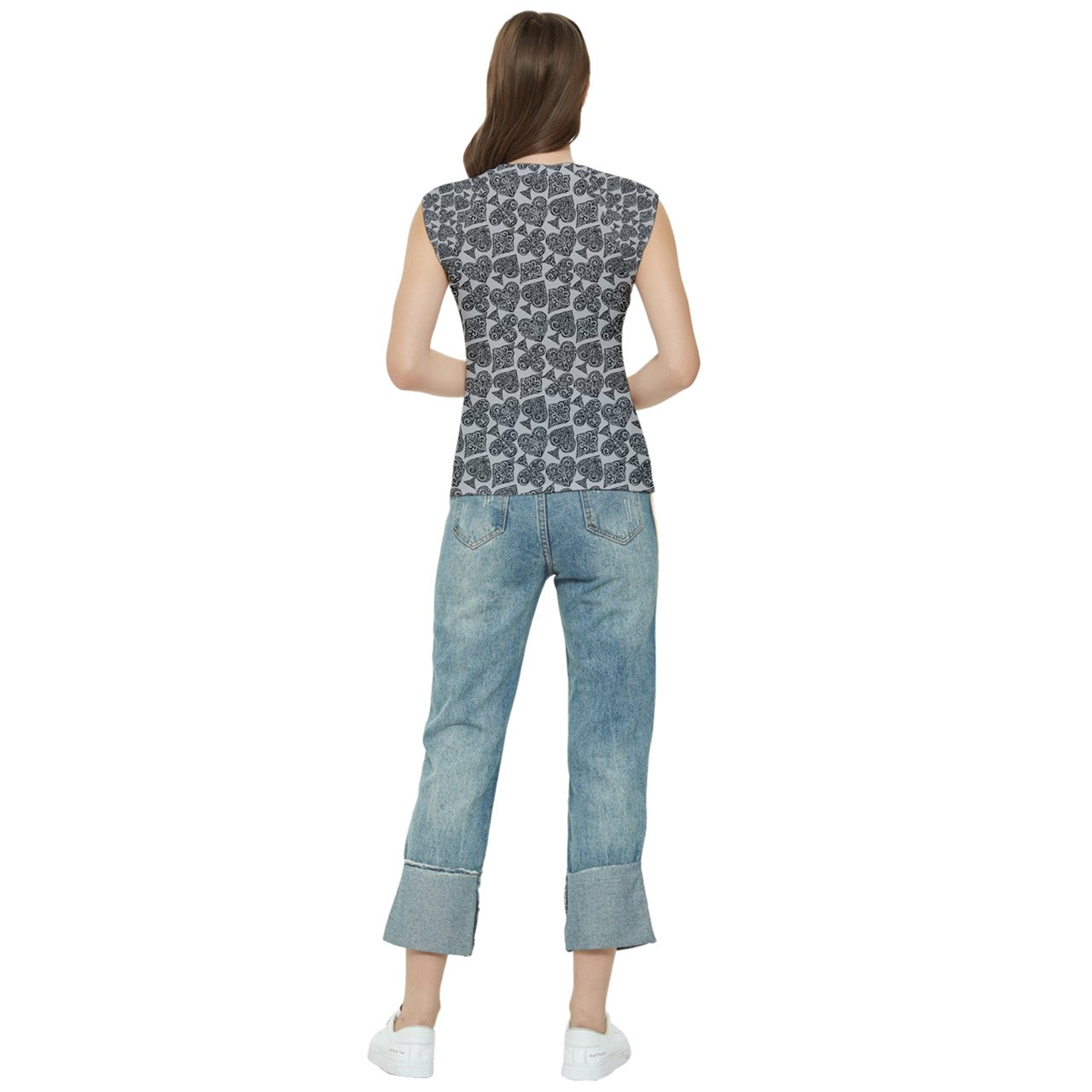 Playingcards-grey Women's Raglan Cap Sleeve Tee - Luxtrini, LLC