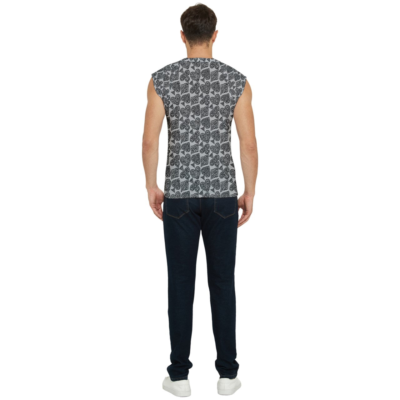 Playingcards-grey Men's Raglan Cap Sleeve Tee - Luxtrini, LLC