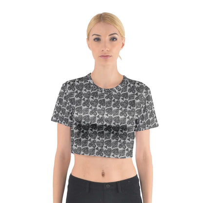 Playingcards-grey Cotton Crop Top - Luxtrini, LLC