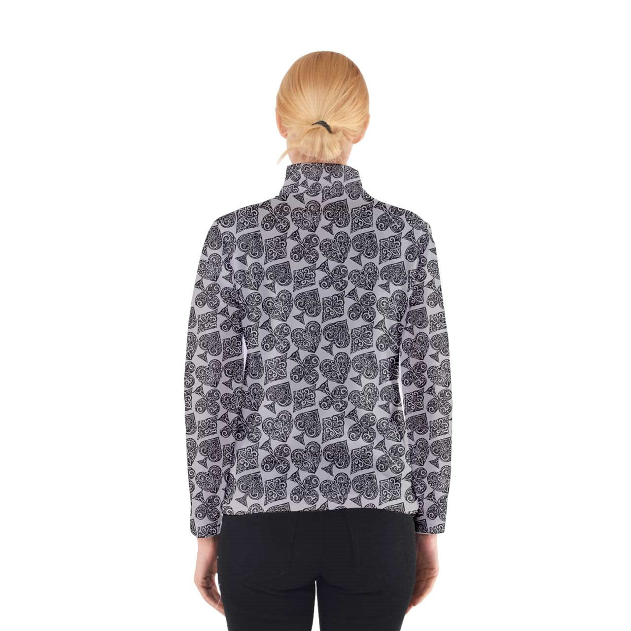 Playingcards-grey Women's Bomber Jacket - Luxtrini, LLC