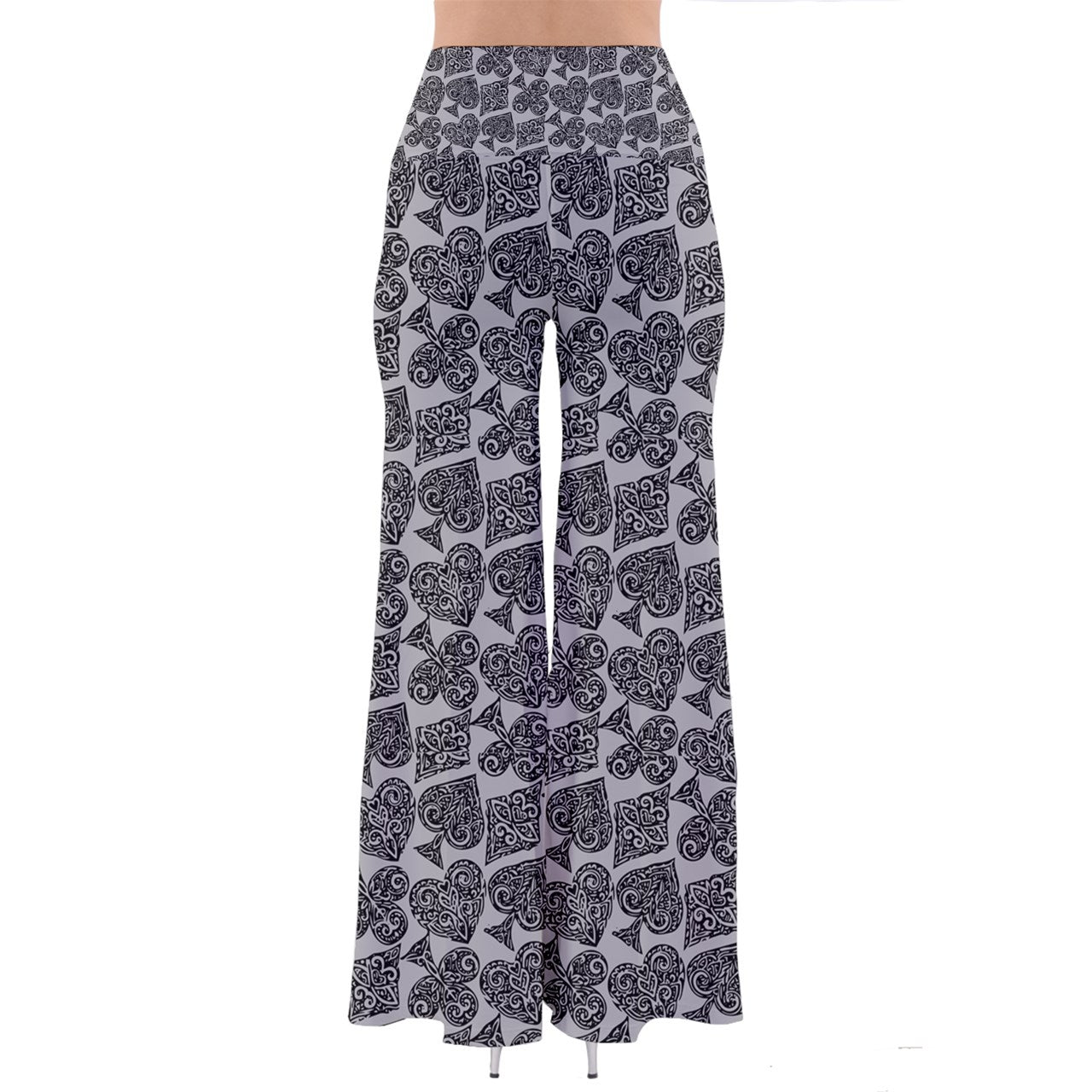 Playingcards-grey So Vintage Palazzo Pants - Luxtrini, LLC