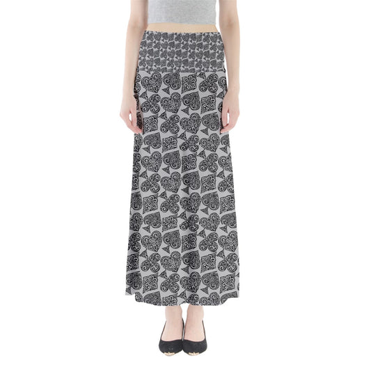 Playingcards-grey Full Length Maxi Skirt - Luxtrini, LLC