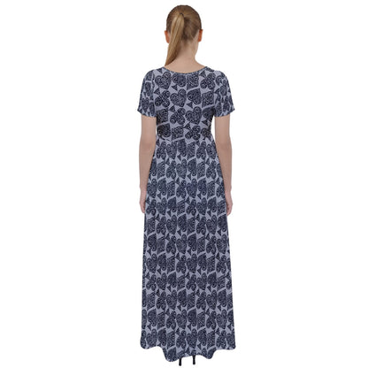 Playingcards-grey High Waist Short Sleeve Maxi Dress - Luxtrini, LLC