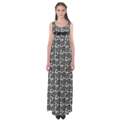 Playingcards-grey Empire Waist Maxi Dress - Luxtrini, LLC