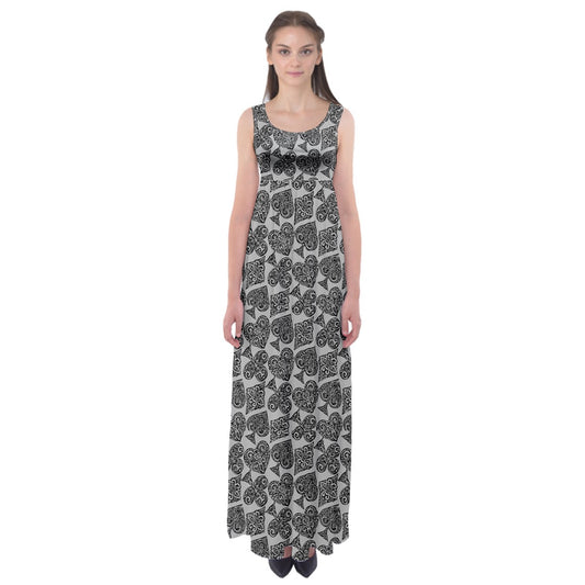 Playingcards-grey Empire Waist Maxi Dress - Luxtrini, LLC