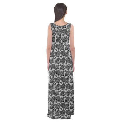 Playingcards-grey Empire Waist Maxi Dress - Luxtrini, LLC