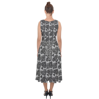 Playingcards-grey Midi Tie-Back Chiffon Dress - Luxtrini, LLC