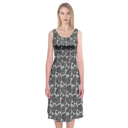 Playingcards-grey Midi Sleeveless Dress - Luxtrini, LLC