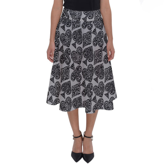 Playingcards-grey Perfect Length Midi Skirt - Luxtrini, LLC