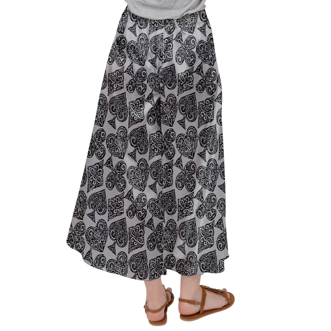 Playingcards-grey Satin Palazzo Pants - Luxtrini, LLC