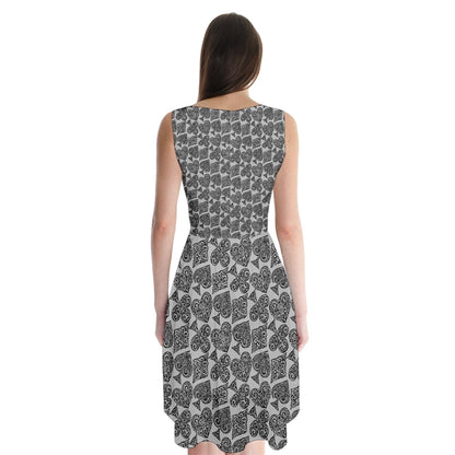 Playingcards-grey Sleeveless Chiffon Dress - Luxtrini, LLC