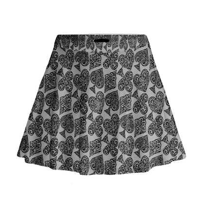 Playingcards-grey Mini Flare Skirt - Luxtrini, LLC