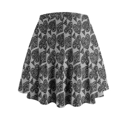 Playingcards-grey Mini Flare Skirt - Luxtrini, LLC