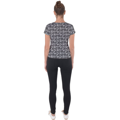 Playingcards-grey Short Sleeve Sports Top - Luxtrini, LLC