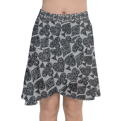 Playingcards-grey Chiffon Wrap Front Skirt - Luxtrini, LLC