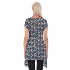 Playingcards-grey Short Sleeve Side Drop Tunic - Luxtrini, LLC