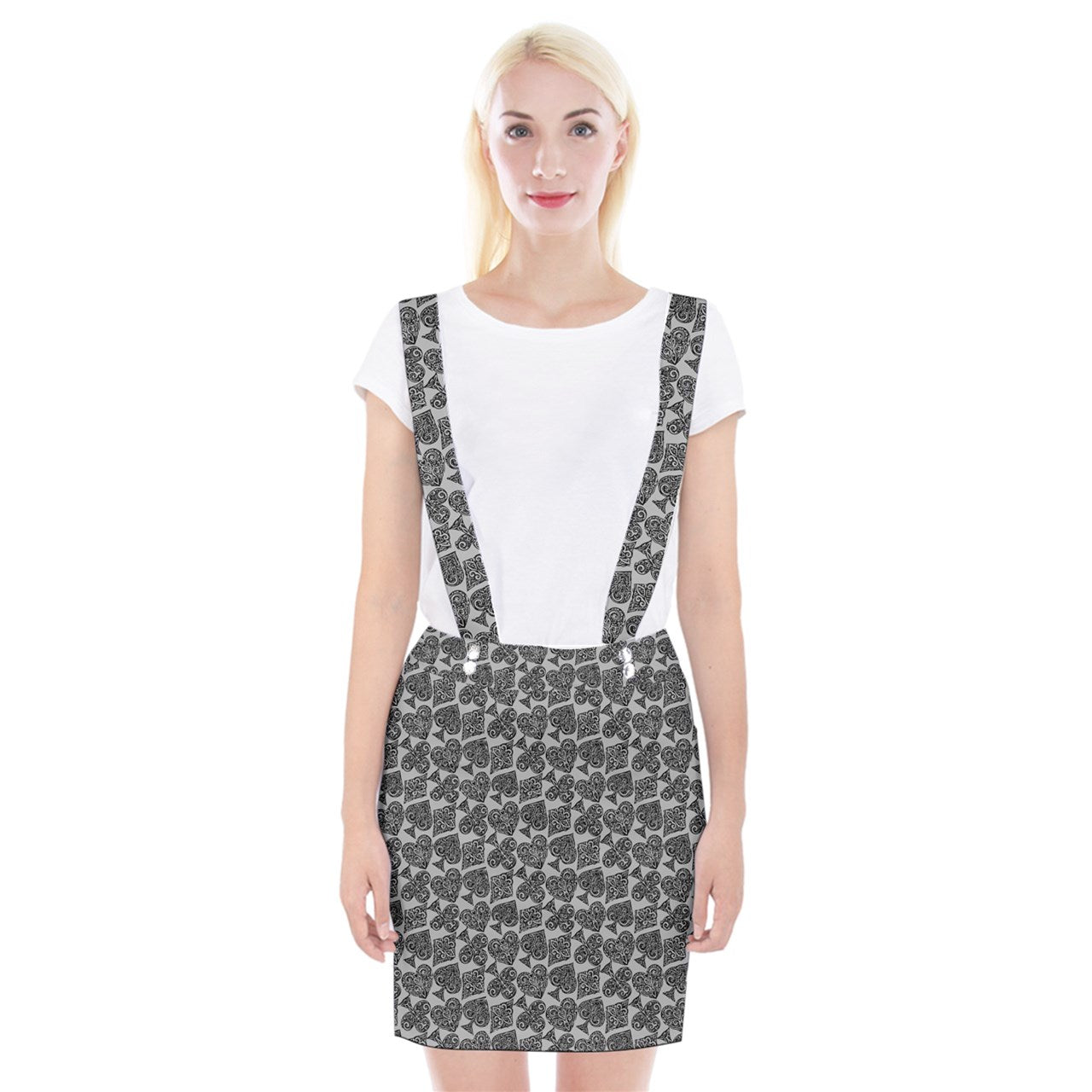 Playingcards-grey Braces Suspender Skirt - Luxtrini, LLC