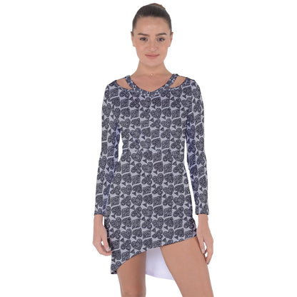 Playingcards-grey Asymmetric Cut-Out Shift Dress - Luxtrini, LLC