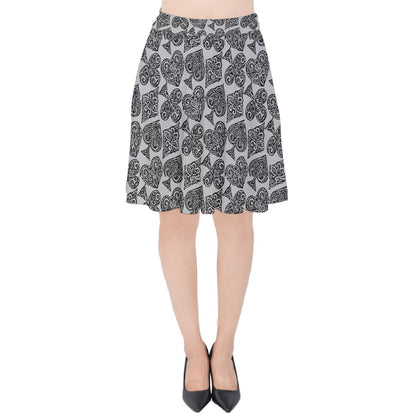 Playingcards-grey Velvet High Waist Skirt - Luxtrini, LLC