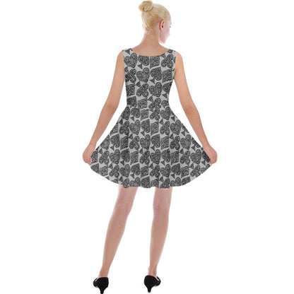 Playingcards-grey Velvet Skater Dress - Luxtrini, LLC