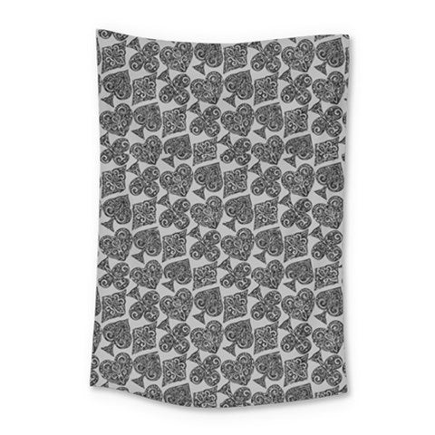 Playingcards-grey Small Tapestry - Luxtrini, LLC