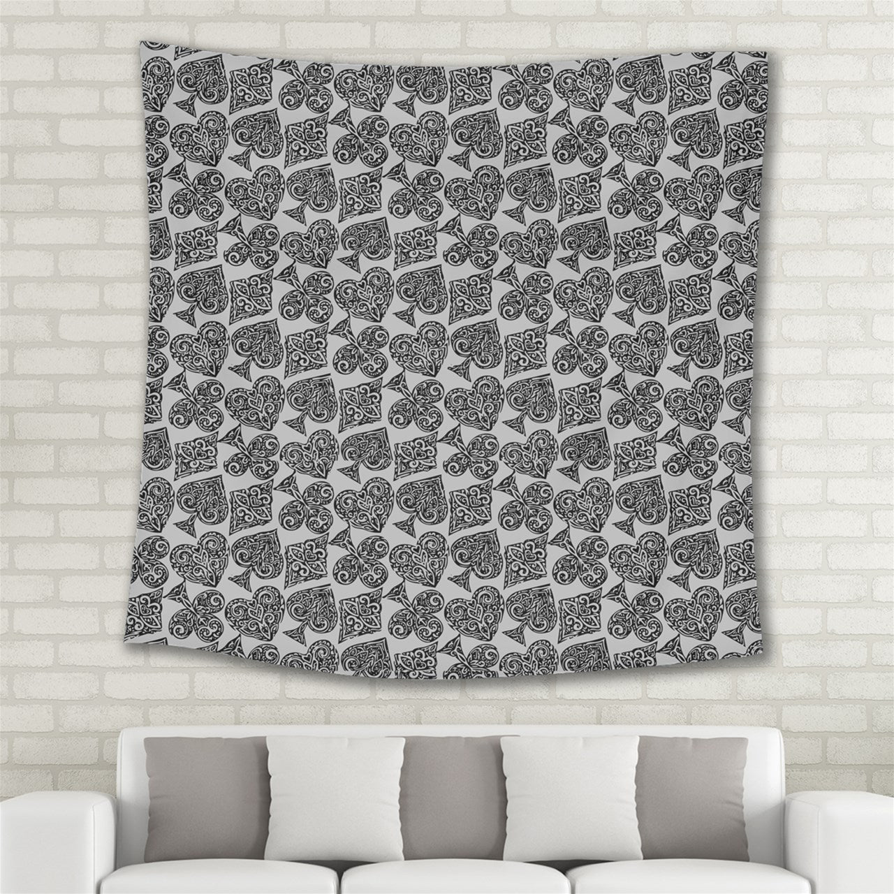 Playingcards-grey Square Tapestry (Large) - Luxtrini, LLC