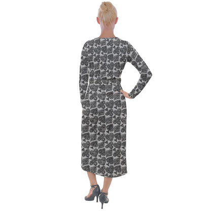 Playingcards-grey Velvet Maxi Wrap Dress - Luxtrini, LLC