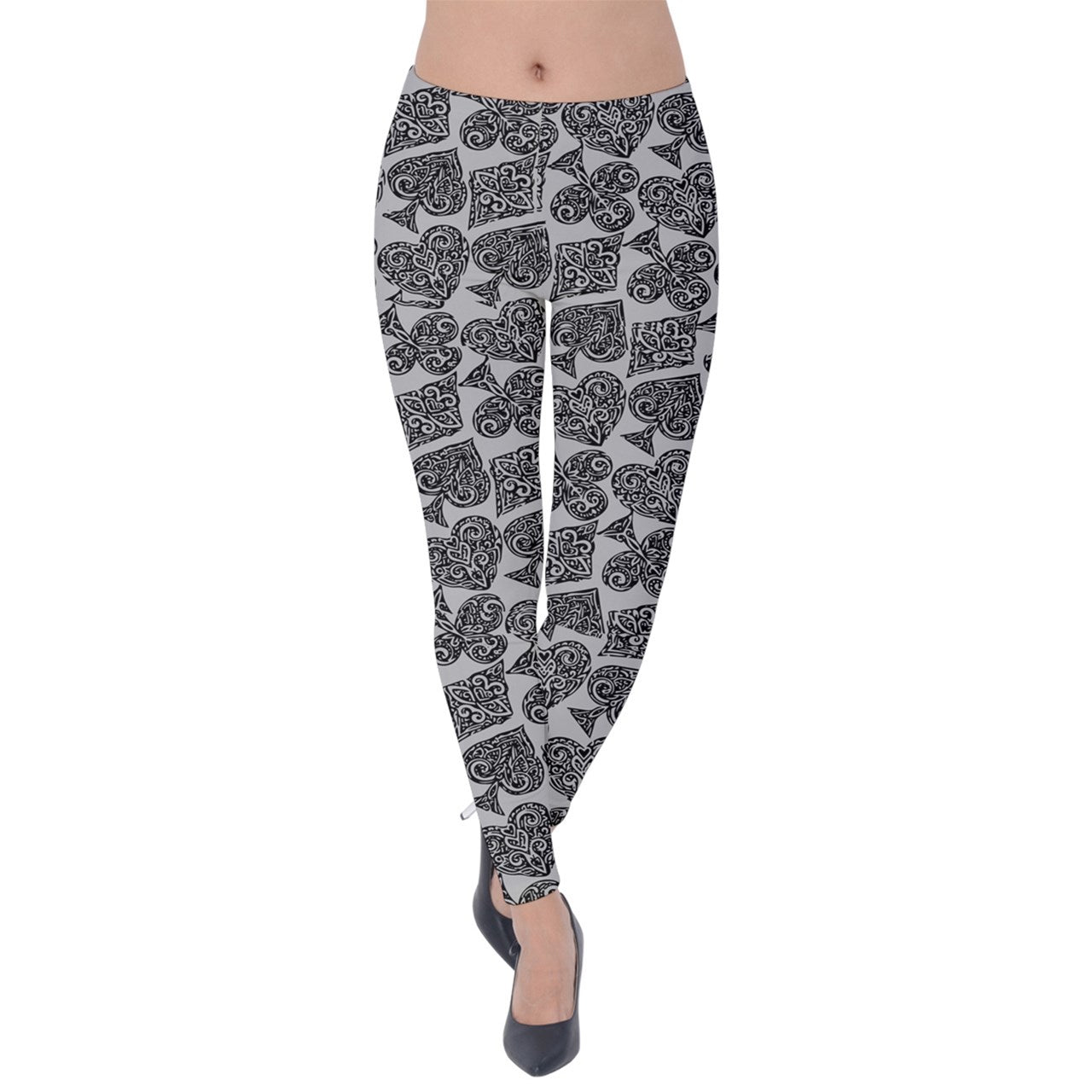 Playingcards-grey Velvet Leggings - Luxtrini, LLC