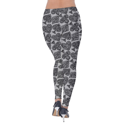 Playingcards-grey Velvet Leggings - Luxtrini, LLC