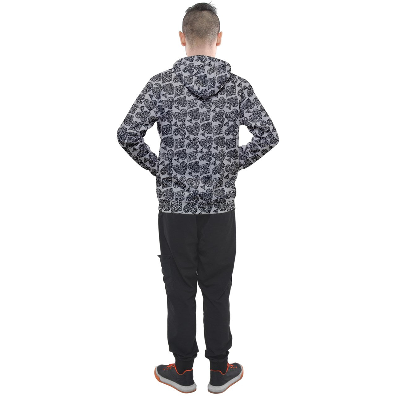 Playingcards-grey Men's Pullover Hoodie - Luxtrini, LLC