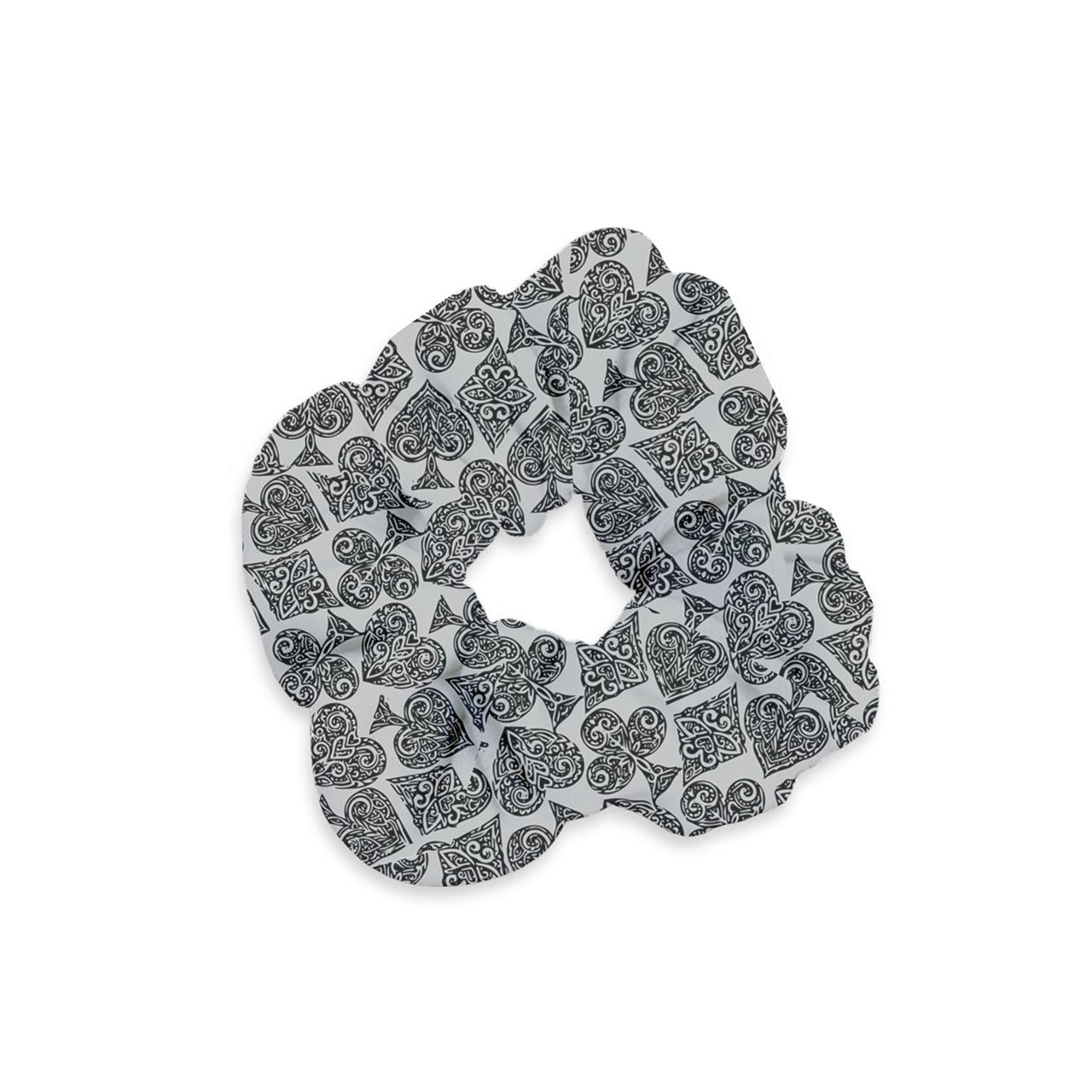 Playingcards-grey Velvet Scrunchie - Luxtrini, LLC