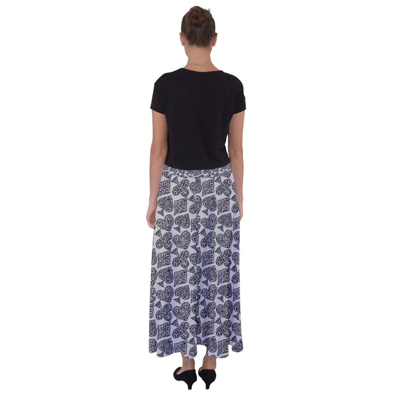 Playingcards-grey Flared Maxi Skirt - Luxtrini, LLC