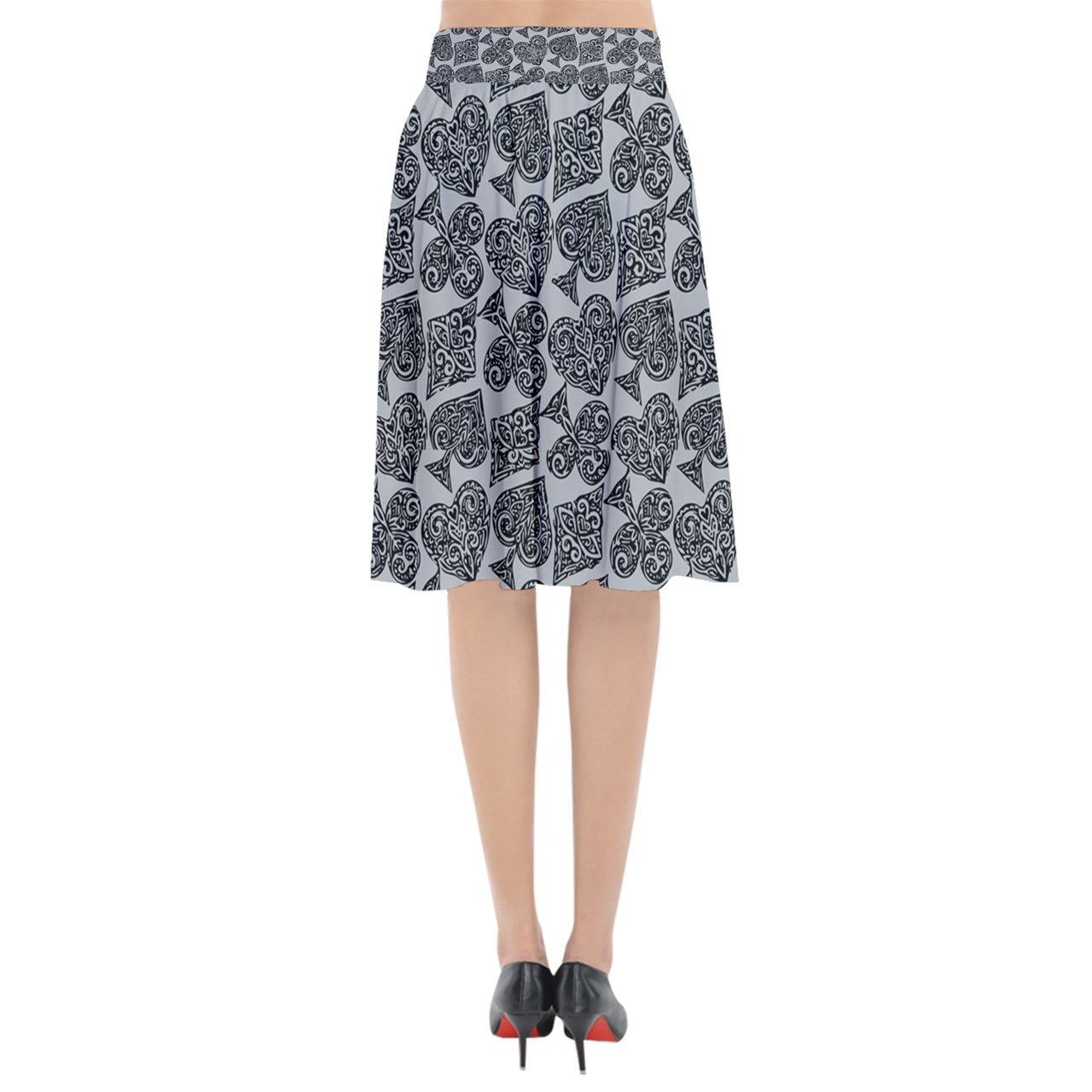 Playingcards-grey Flared Midi Skirt - Luxtrini, LLC