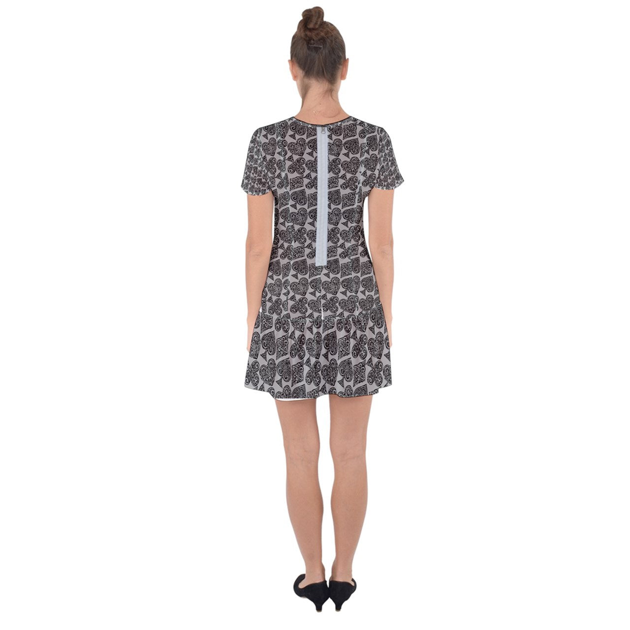 Playingcards-grey Drop Hem Mini Chiffon Dress - Luxtrini, LLC