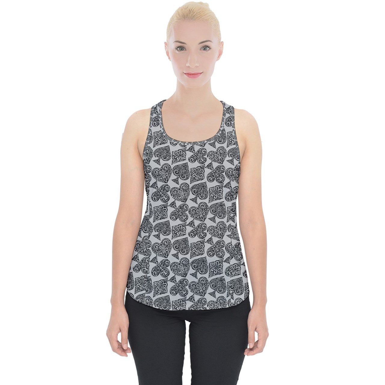 Playingcards-grey Piece Up Tank Top - Luxtrini, LLC