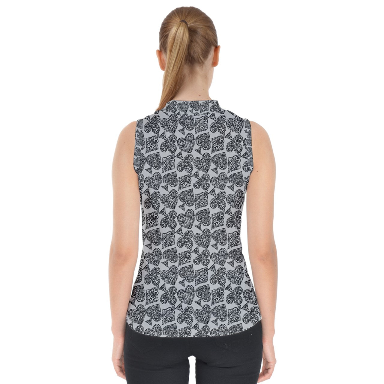 Playingcards-grey Mock Neck Shell Top - Luxtrini, LLC