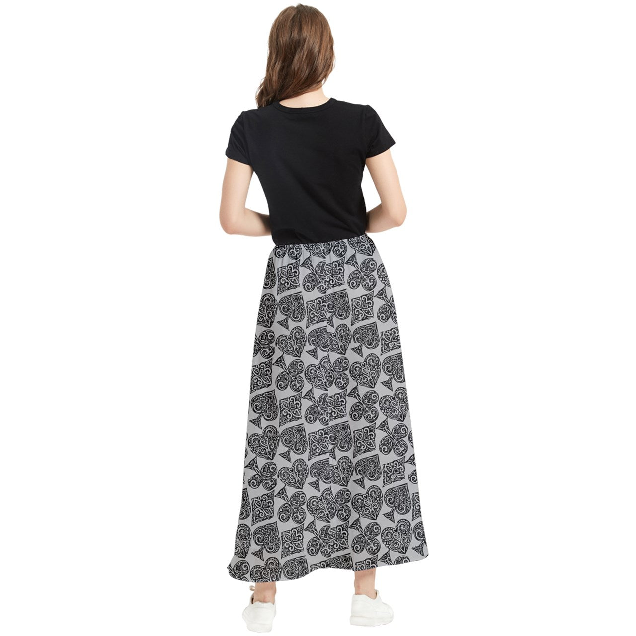 Playingcards-grey Maxi Chiffon Skirt - Luxtrini, LLC