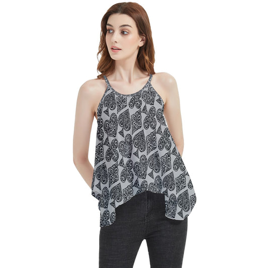 Playingcards-grey Flowy Camisole Tank Top - Luxtrini, LLC