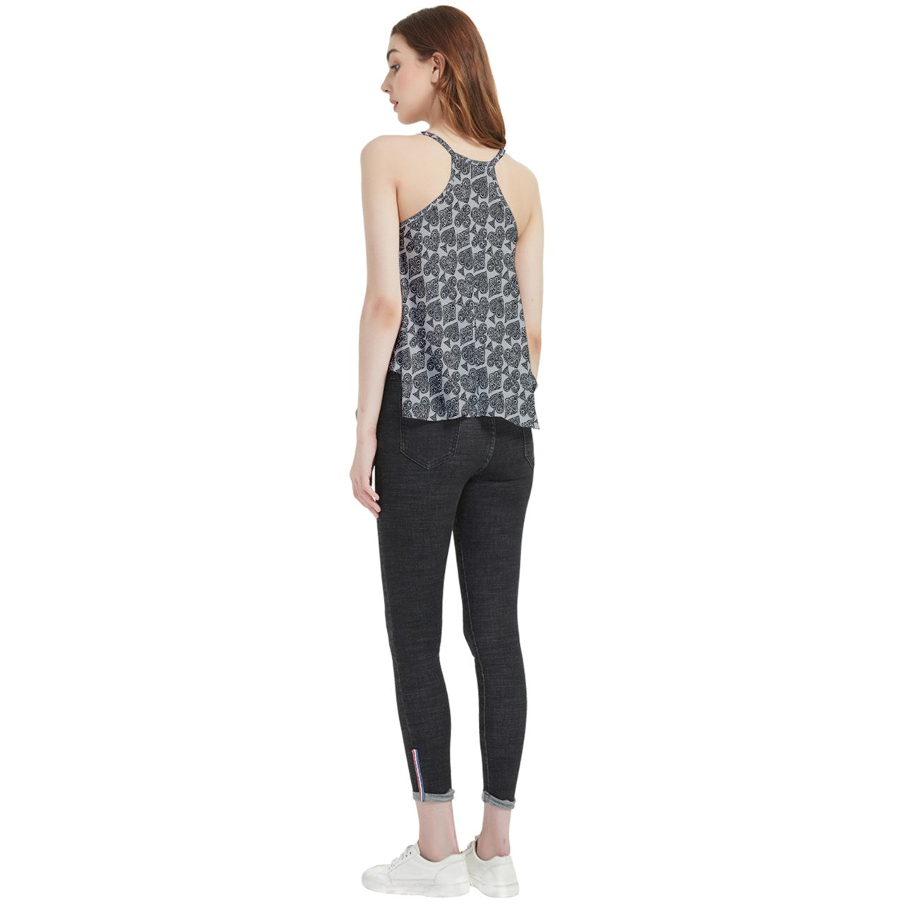 Playingcards-grey Flowy Camisole Tank Top - Luxtrini, LLC