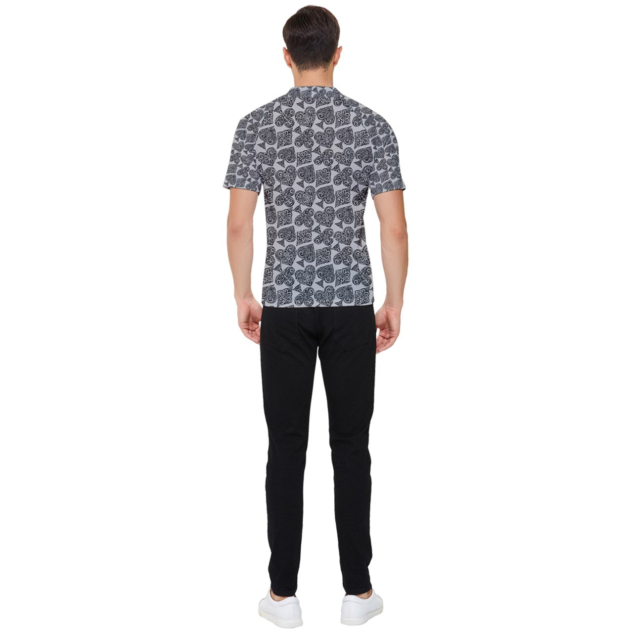 Playingcards-grey Men's Short Sleeve Rash Guard - Luxtrini, LLC