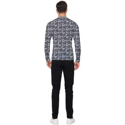 Playingcards-grey Men's Long Sleeve Rash Guard - Luxtrini, LLC