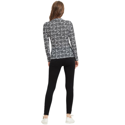 Playingcards-grey Women's Long Sleeve Rash Guard - Luxtrini, LLC