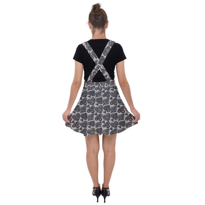 Playingcards-grey Velvet Suspender Skater Skirt - Luxtrini, LLC