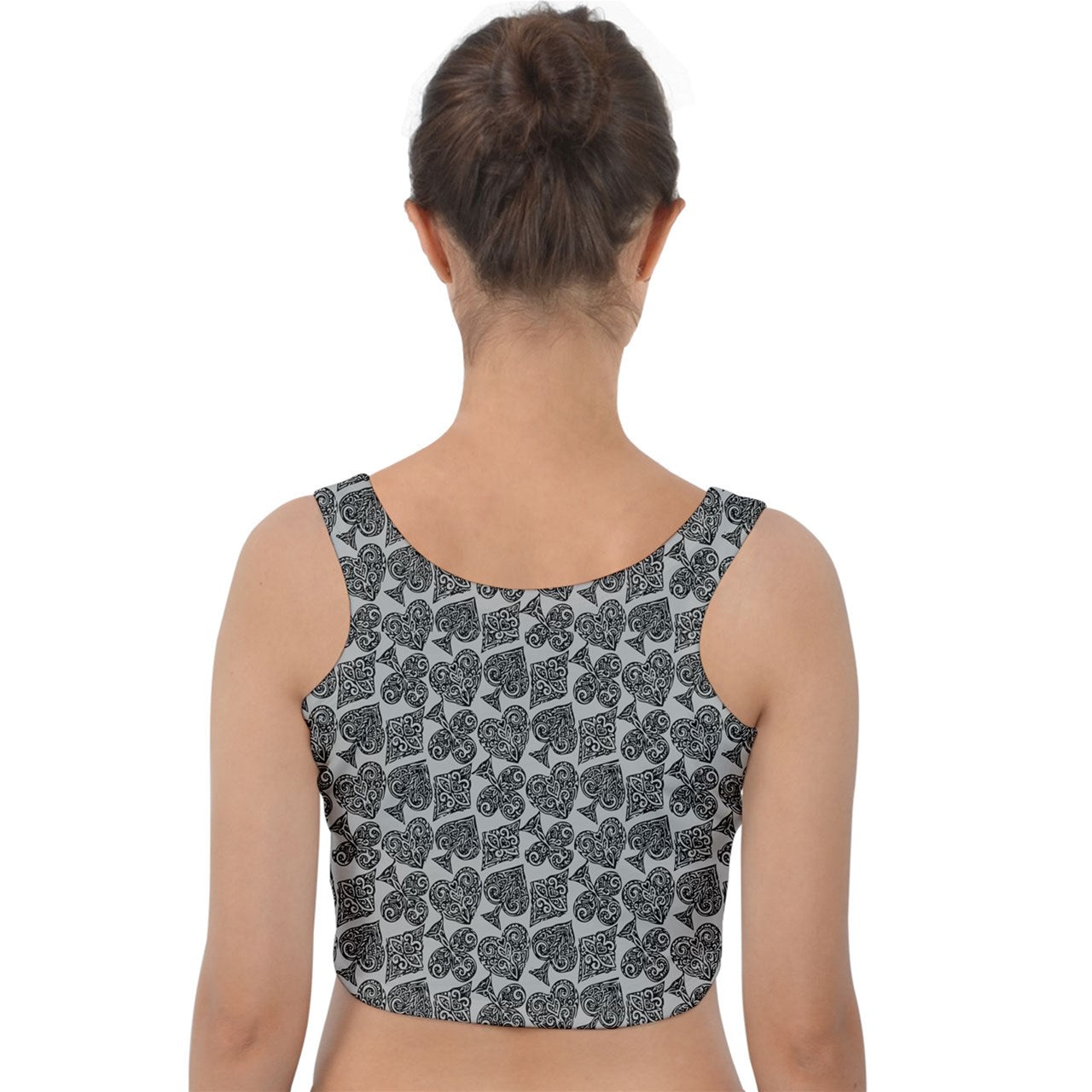 Playingcards-grey Velvet Crop Top - Luxtrini, LLC