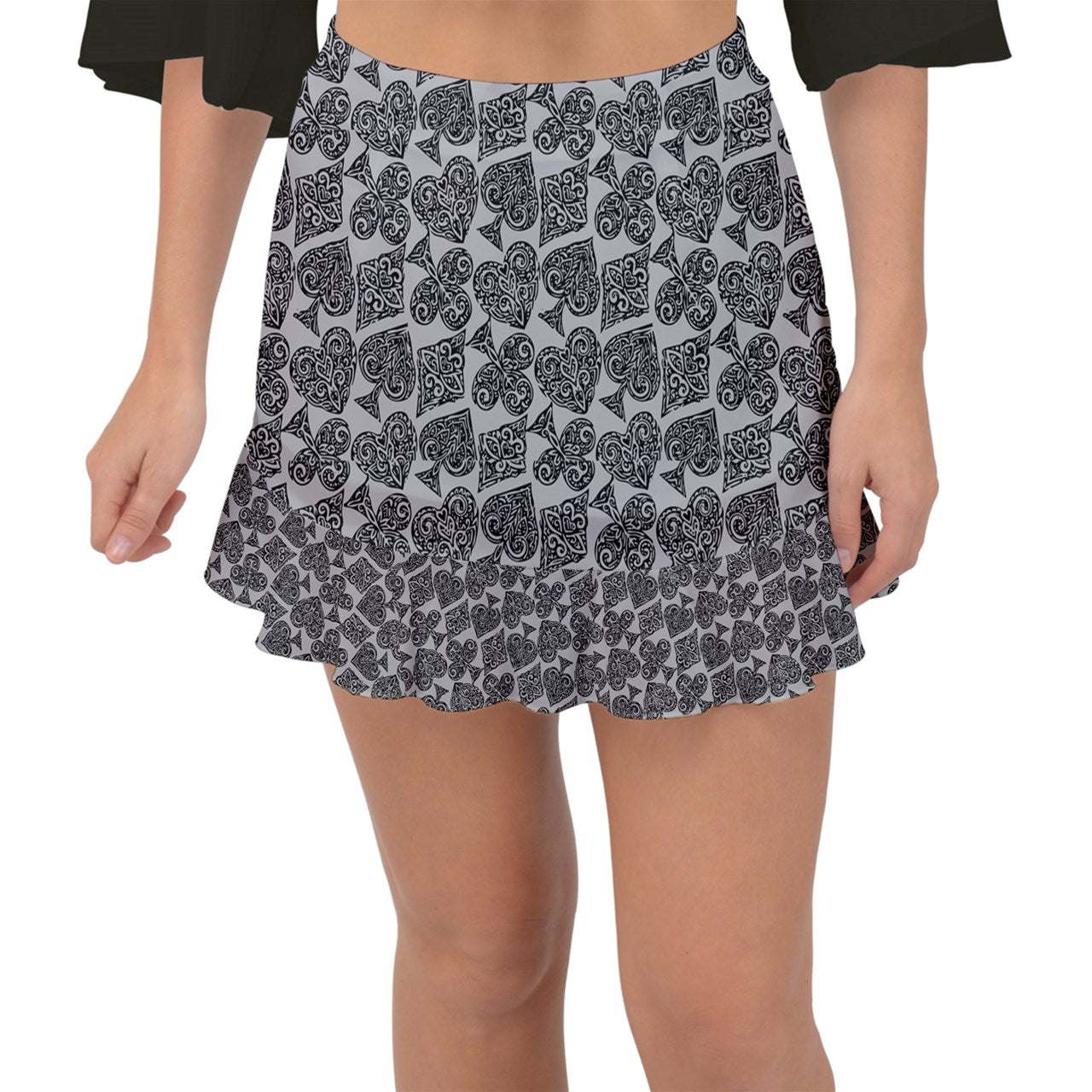 Playingcards-grey Fishtail Mini Chiffon Skirt - Luxtrini, LLC