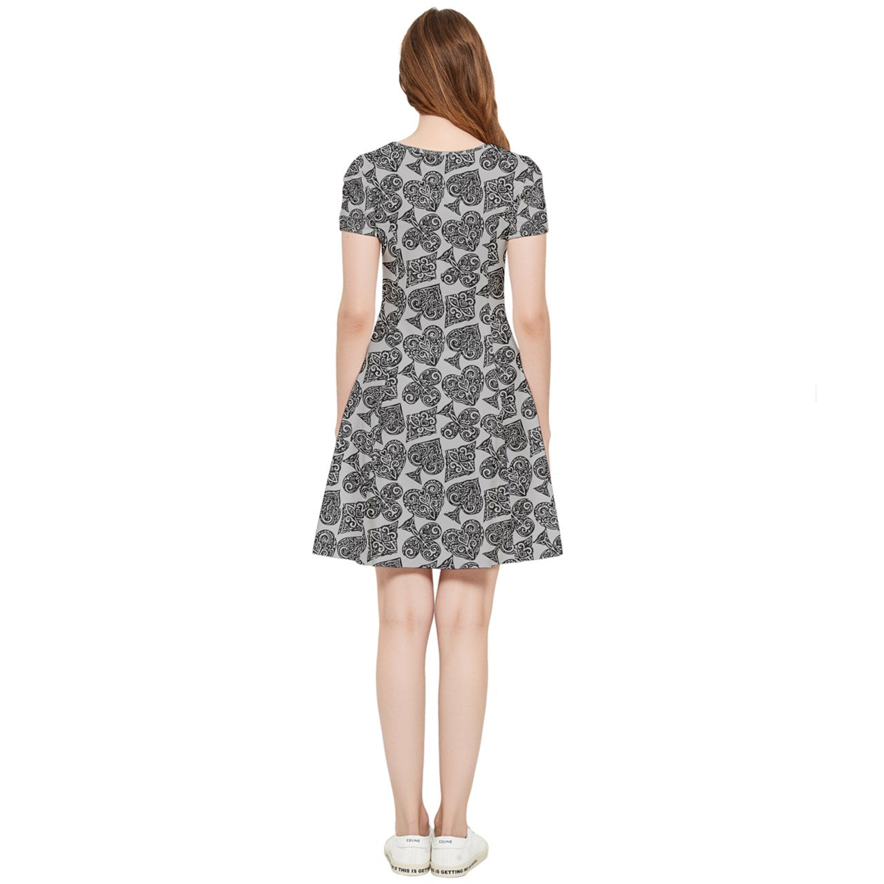 Playingcards-grey Inside Out Cap Sleeve Dress - Luxtrini, LLC