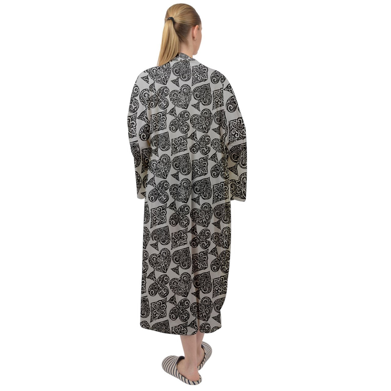 Playingcards-grey Maxi Velour Kimono - Luxtrini, LLC