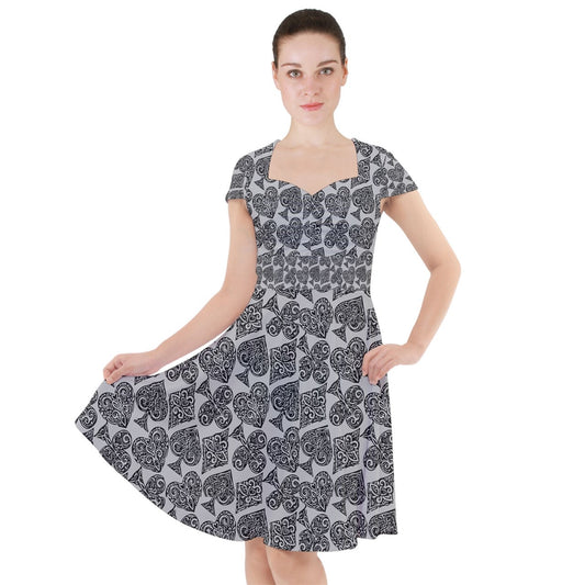 Playingcards-grey Cap Sleeve Midi Dress - Luxtrini, LLC