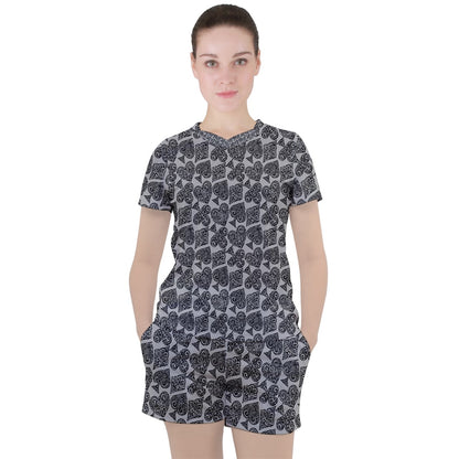 Playingcards-grey Women's Tee and Shorts Set - Luxtrini, LLC