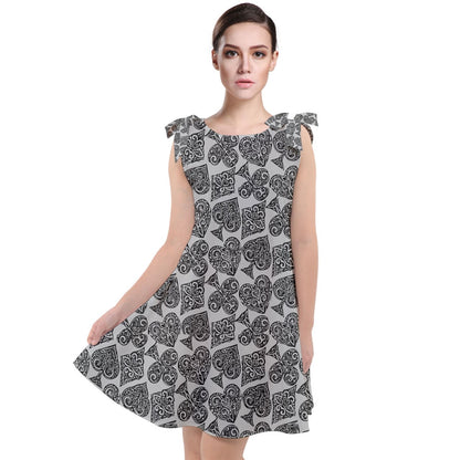 Playingcards-grey Tie Up Tunic Dress - Luxtrini, LLC